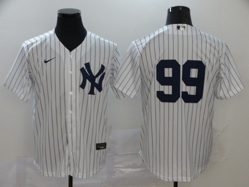 Men New York Yankees 99 No name White stripes Nike Game MLB Jerseys